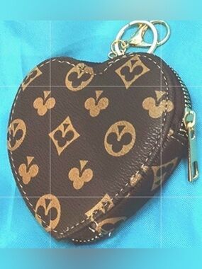 Brown & Gold  Purse with Attached Key Chain. NWOT